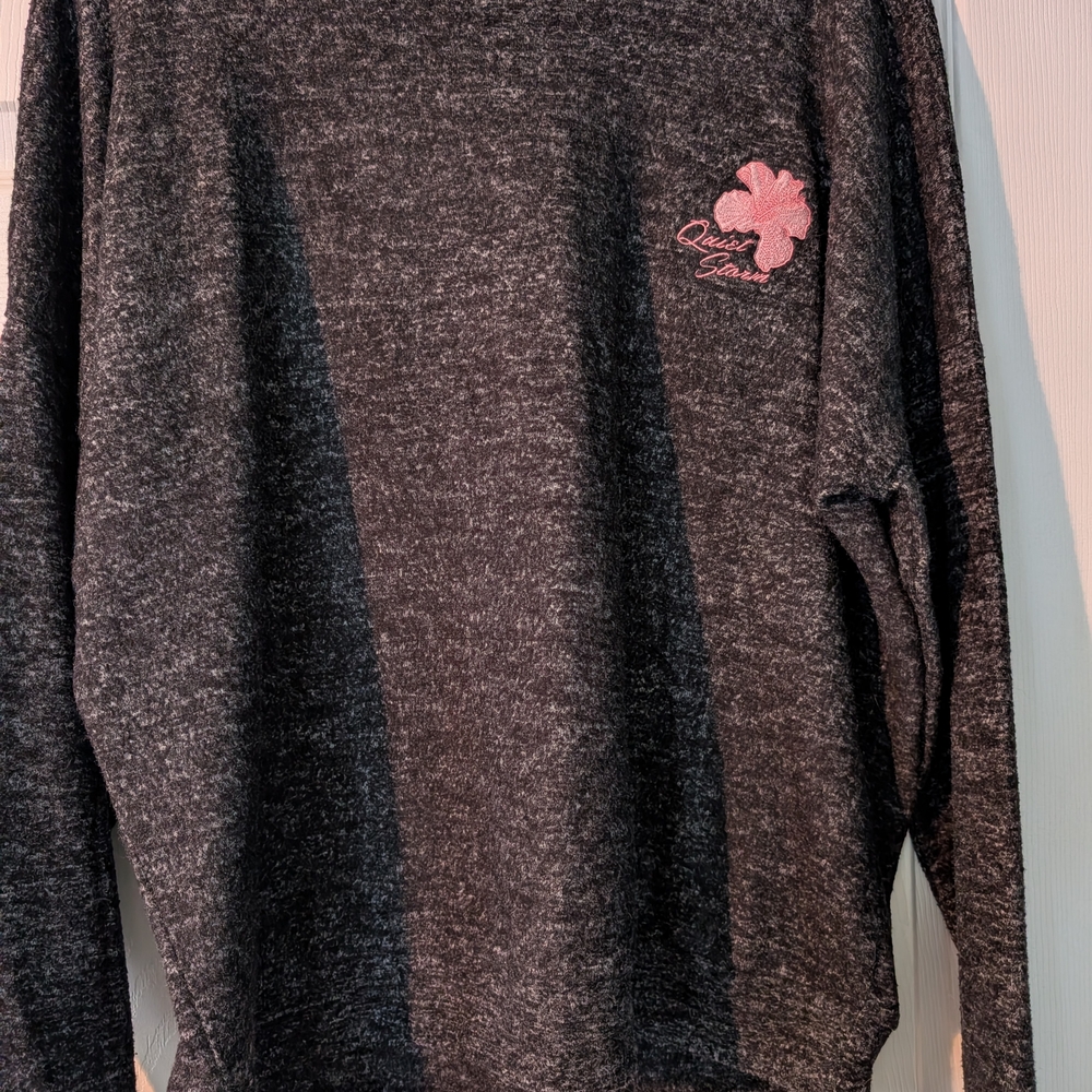 Quiet Storm Women's Gray Sweater with Pink Detail - Picture 2 of 3